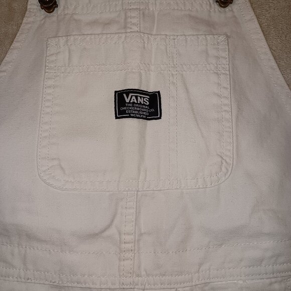 Vans Girls Medium Ground Work Shortall Marshmallow White Overalls VN000G8WFS8 - Picture 4 of 12